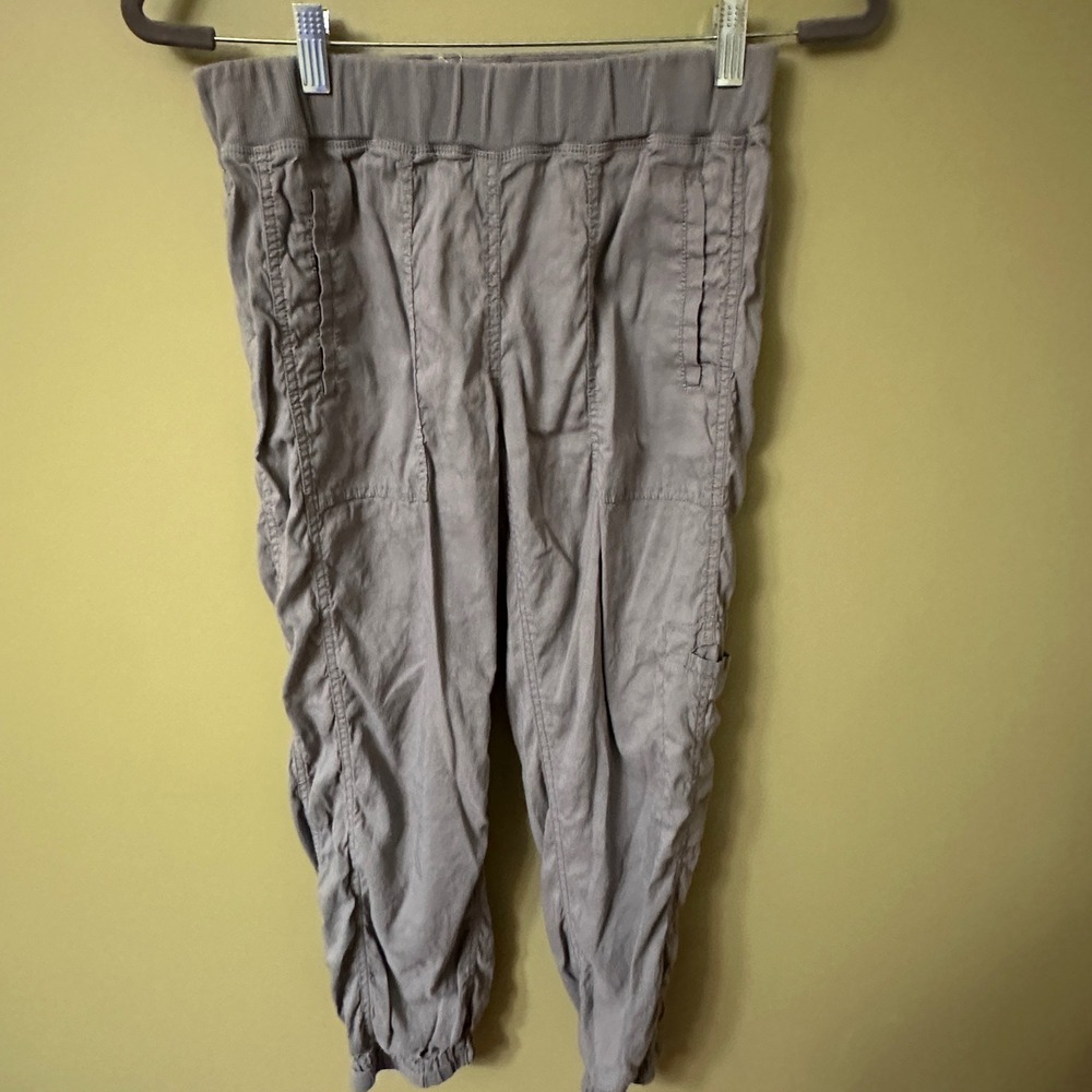 Eileen Fisher Petite PS Grey Elastic Waist Cargo‎ Jogger Pants Casual Utility